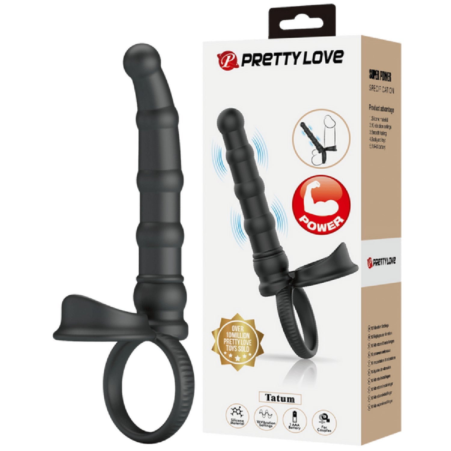 Tatum Cock Ring with Anal Probe – Silicone 10 Frequency Vibrating Cock Ring Secondary image