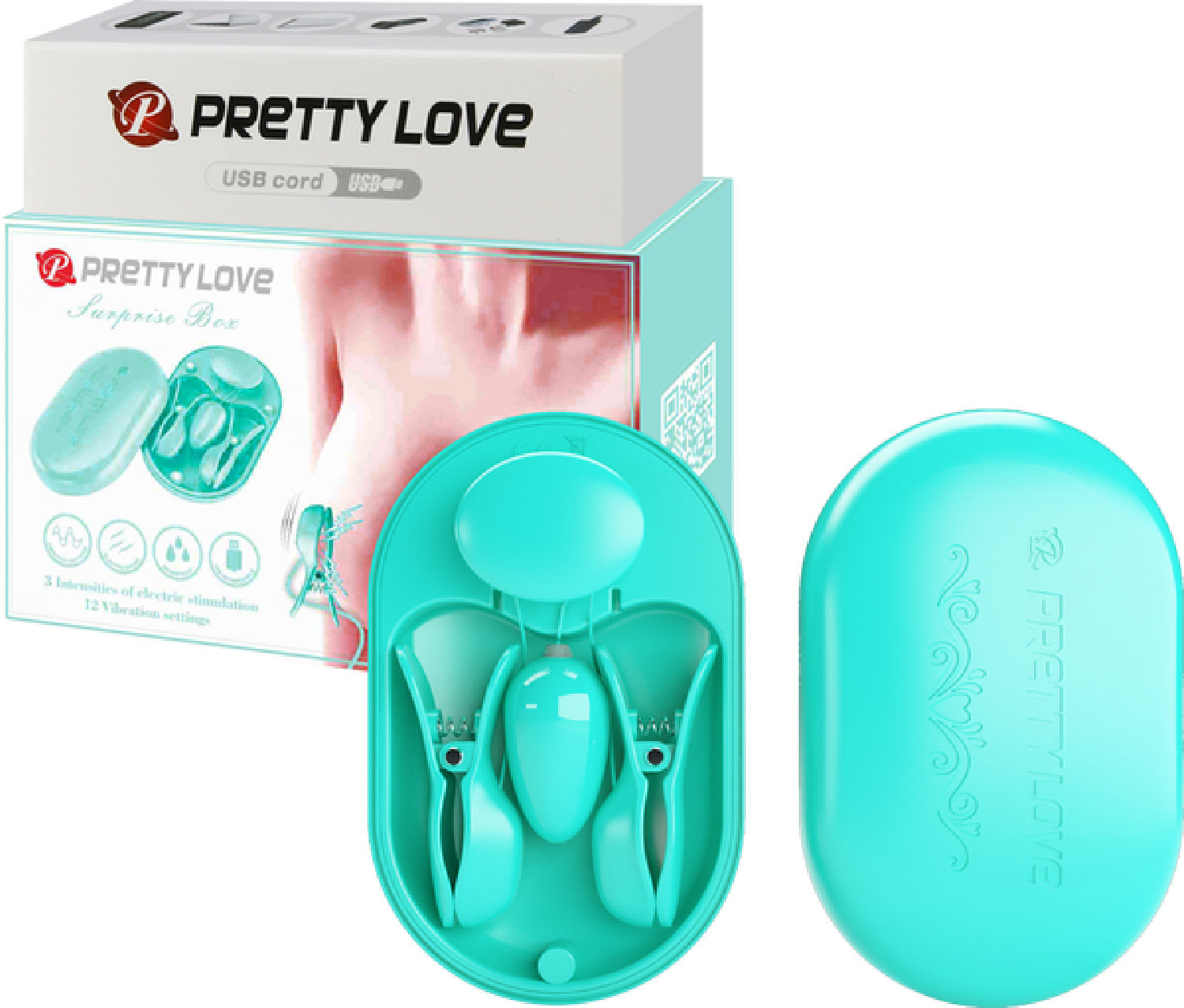 Surprise Box Nipple Clamps – Waterproof USB Rechargeable Stimulator with 12 Vibration Settings > Sex Toys > Nipple Clips Main image
