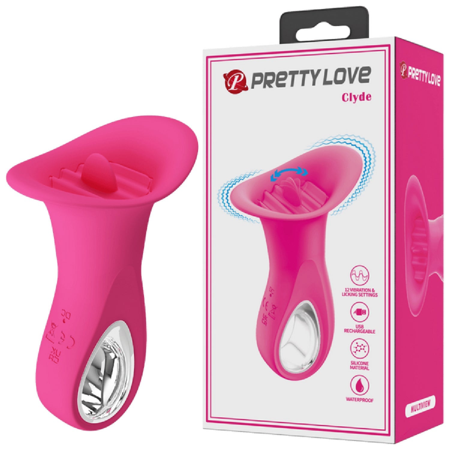 Pretty Love Rechargeable Clyde – 12 Function Oral Vibrator with Vibrating Tongue Secondary image