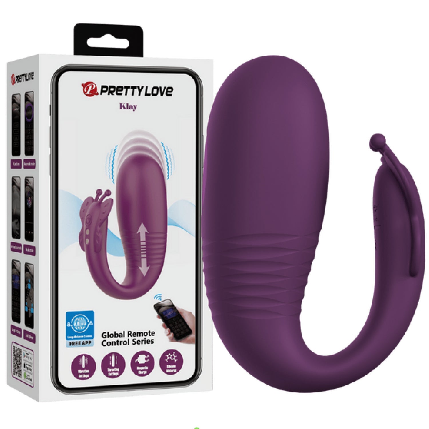 Prettylove Klay Byzantium – App Control Silicone Thrusting Egg Vibrator Secondary image
