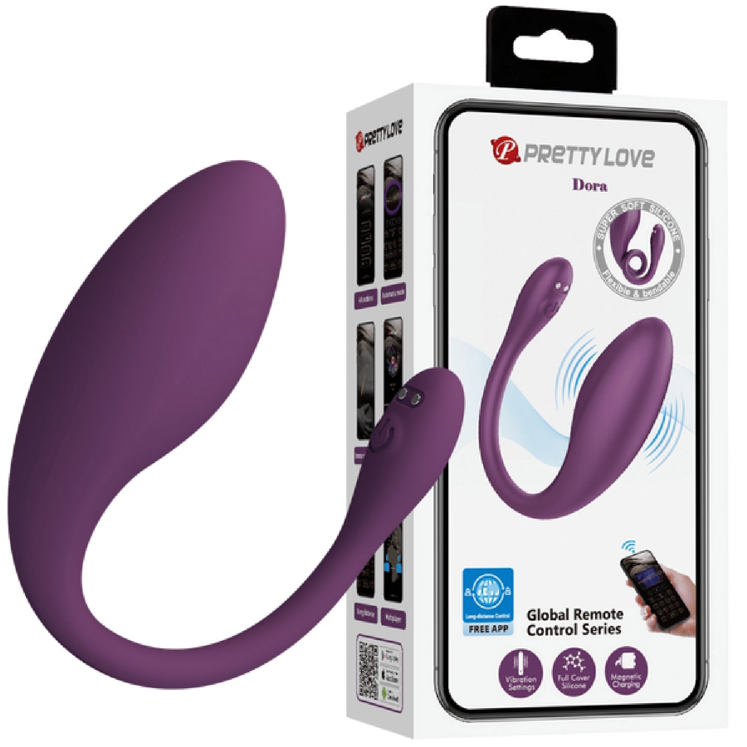 App Control Dora – App-Controlled Rechargeable Curved 12 Vibration Modes Couple's Vibrator > Sex Toys > Couples Toys Main image