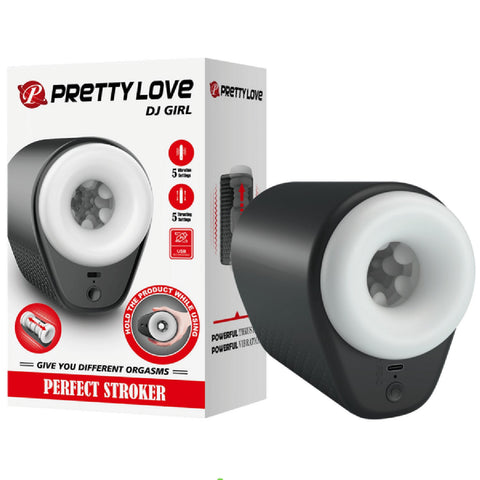 DJ Girl Perfect Stroker – Multi-Speed Thrusting Masturbator Cup Black > Sex Toys For Men > Masturbators > Vibrating