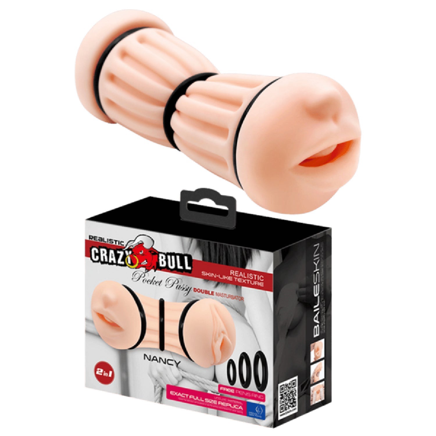 Nancy Pocket Pussy – Double Ended Ribbed Masturbator Sleeve > Sex Toys For Men > Masturbators > Manual Main image