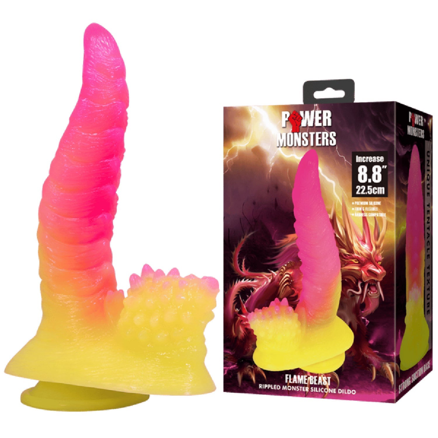 Flame Beast 8.8 Inch Silicone Dildo – Body-Safe Suction Base Dildo > Dildos > Fantasy Main image