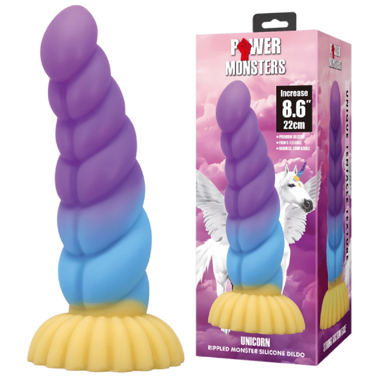 Unicorn Rippled Monster 8.6 Inch Silicone Dildo > Dildos > Fantasy Main image