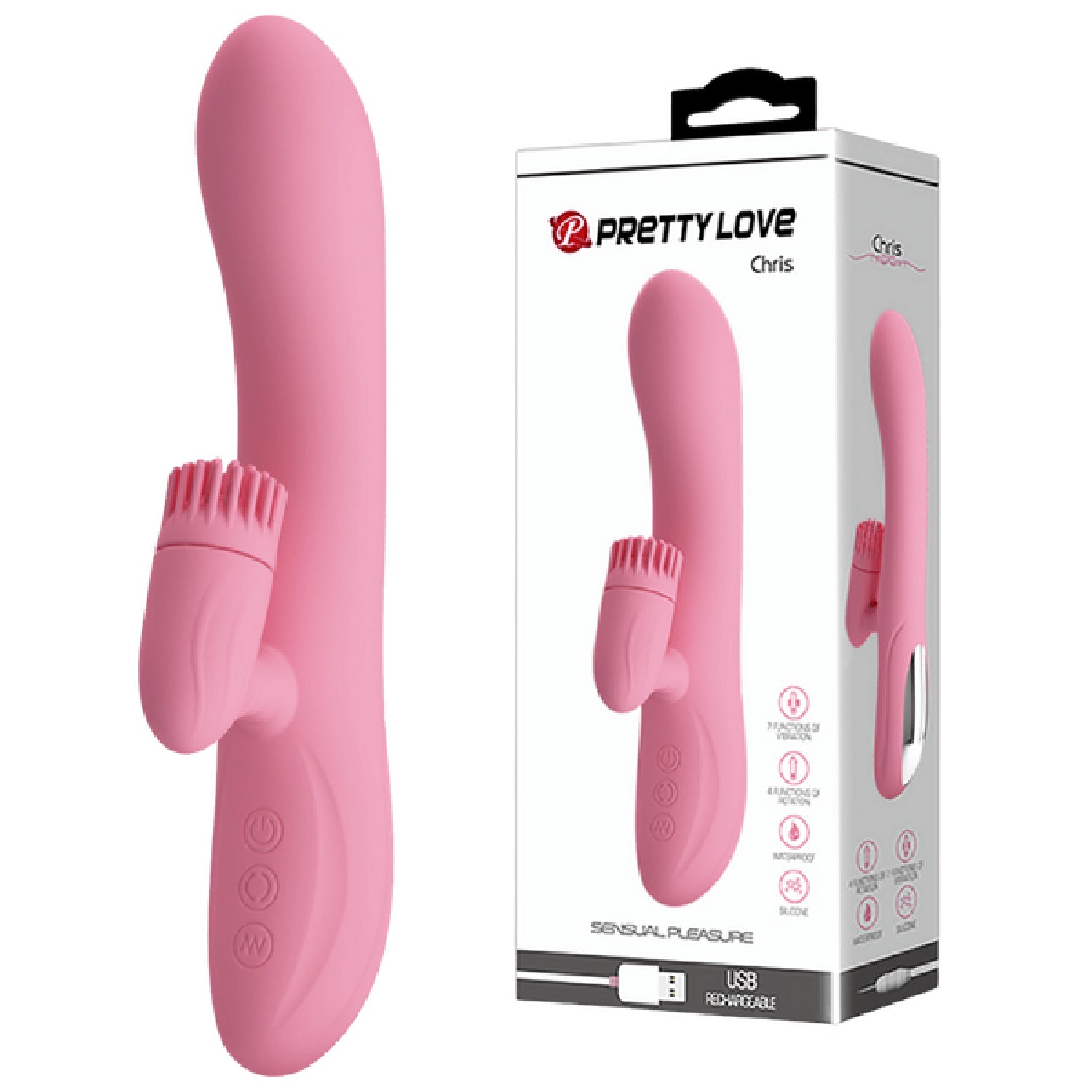 Chris Rechargeable Rotating Tongue Rabbit Vibrator > Vibrators > Ladies > Rabbit Multi