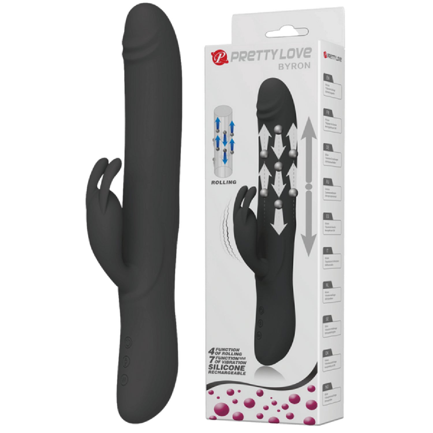 Byron 6 Inch Rabbit Vibrator - Rotating, Massaging, Clitoral Flickering, Fully Waterproof with Synchronous Thrusting Beads > Vibrators > Ladies > Rabbit