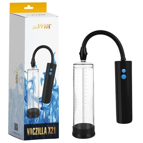Vaczilla X21 (Black) – USB Rechargeable 3-Speed Cylinder Pump With Silicone Sleeve and Penis Ring > Pumps > Penis Pumps Electric