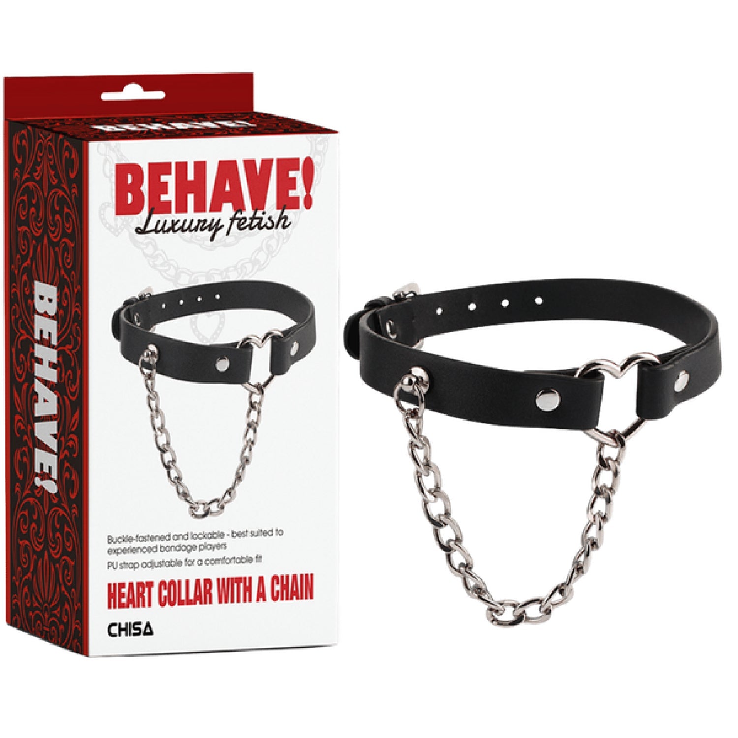 Heart Collar with Lockable Buckle and Chain – Bondage Collar > Bondage Gear > Collars & Leashes