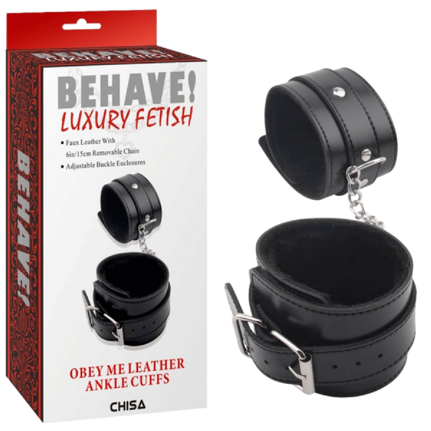 Obey Me Leather Ankle Cuffs – Adjustable Metal Hook Ankle Cuffs > Bondage Gear > Restraints Main image