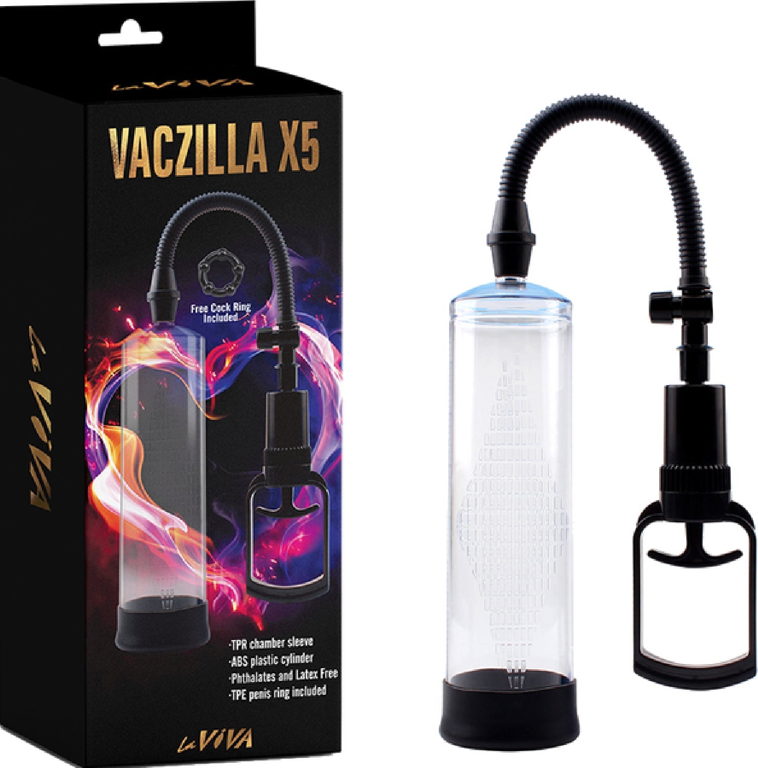 Vaczilla Penis Pump - Phthalate-Free, Latex-Free, 7.9 Inch, with TPE Ring and ABS Plastic Cylinder > Pumps > Penis Pumps Main image