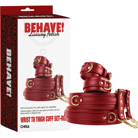 Wrist to Thigh Cuff Set – Adjustable PU Cuffs Restraint Set > Bondage Gear > Restraints