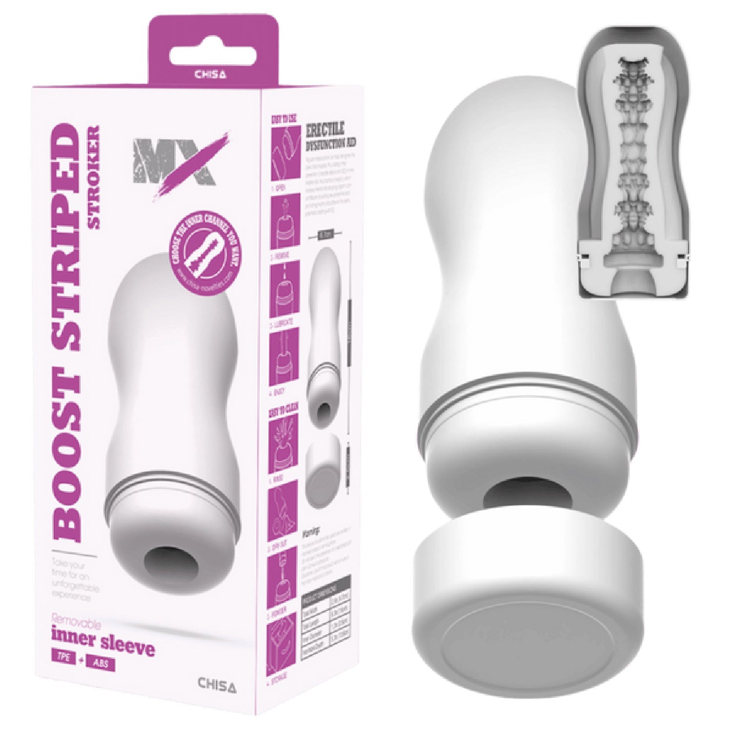Boost Striped Stroker – Super-Soft 16cm Masturbator Sleeve > Sex Toys For Men > Masturbators Cup