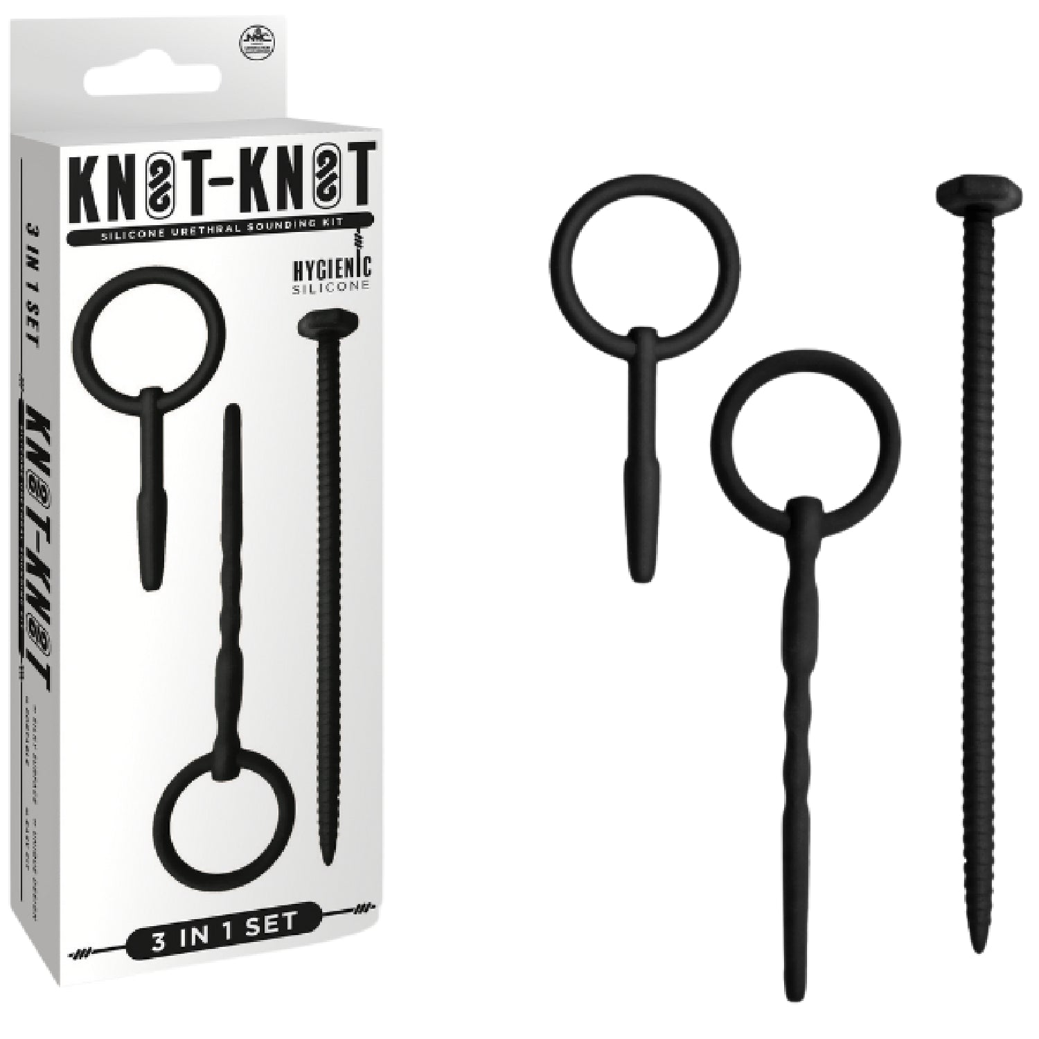 Silicone Urethral Sounding Kit (Black) – Body-Safe 6 to 8 Inch Urethral Sounds > Sex Toys For Men > Sounding Rods Main image