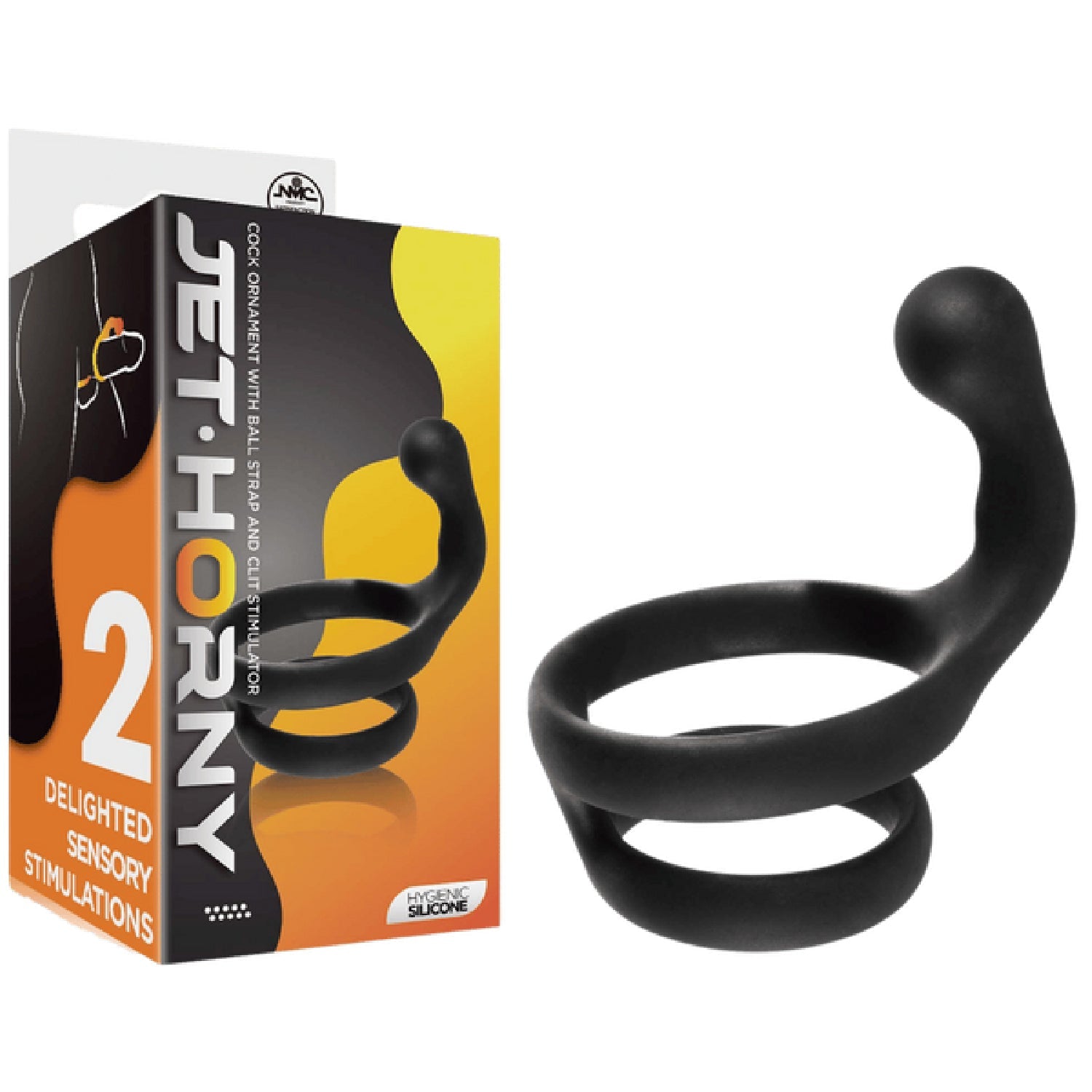 Cock Ring with Ball Strap and Clit Stimulator – Hygienic Silicone Cock Ring > Sex Toys > Couples Toys Main image