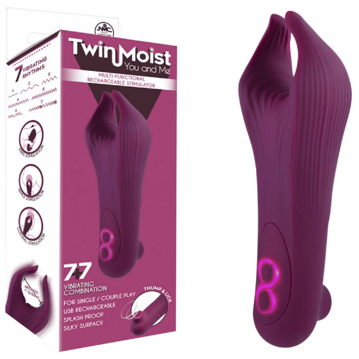 TwinMoist - Multi-Functional Rechargeable Stimulator – Splash Proof USB Rechargeable Vibrator > Sex Toys > Couples Toys