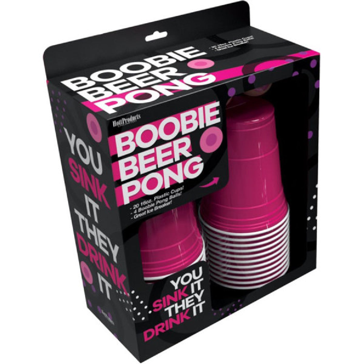 Boobie Beer Pong Set – Party Game with Boobie-Shaped Balls and Plastic Cups > Novelties > Games Main image