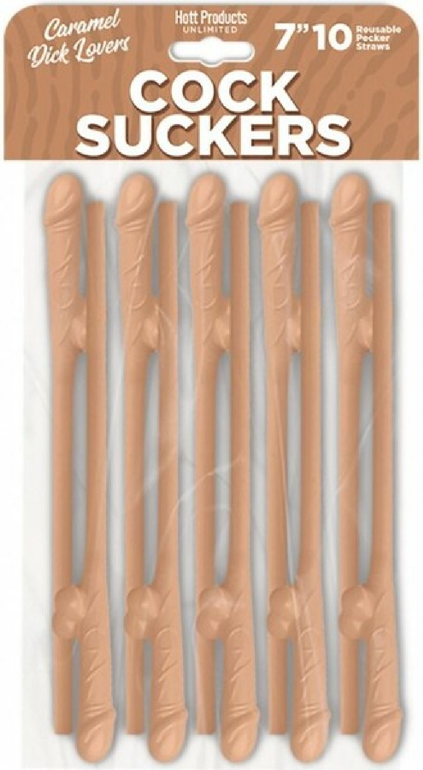 Hott Products Cock Sucker (Chocolate Brown) – 7 Inch Reusable Novelty Drink Straws Set of 10 > Novelties > Party Supplies