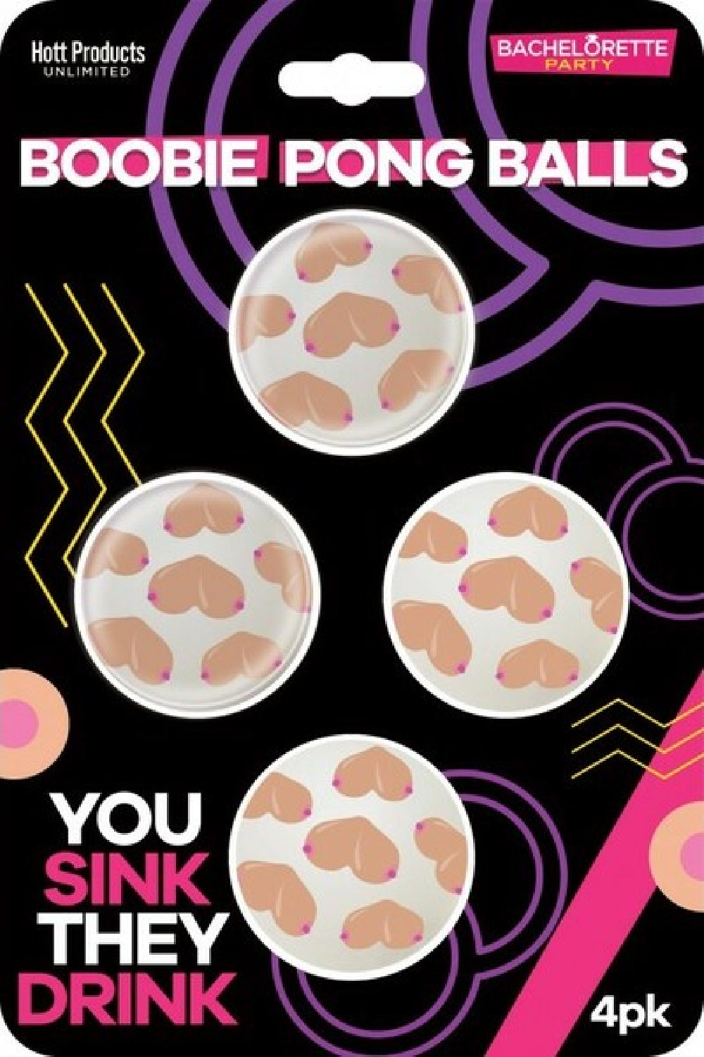 Boobie Beer Pong Balls – Novelty Party Game Accessory Set of Four Balls > Novelties > Bachelor & Bachelorette Items