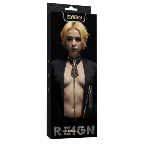 Rebellion Reign Collar with Leash – Luxury PU Leather Bondage Accessory > Bondage Gear > Collars & Leashes