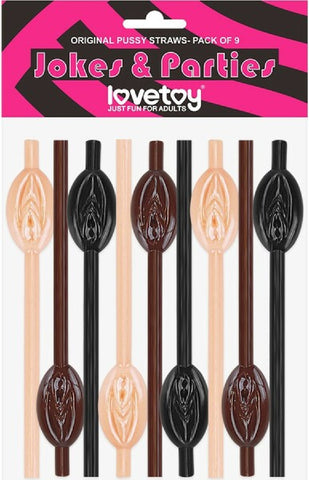 Pussy Straws – 9 Pack Straws Flesh, Brown, Black > Novelties > Party Supplies
