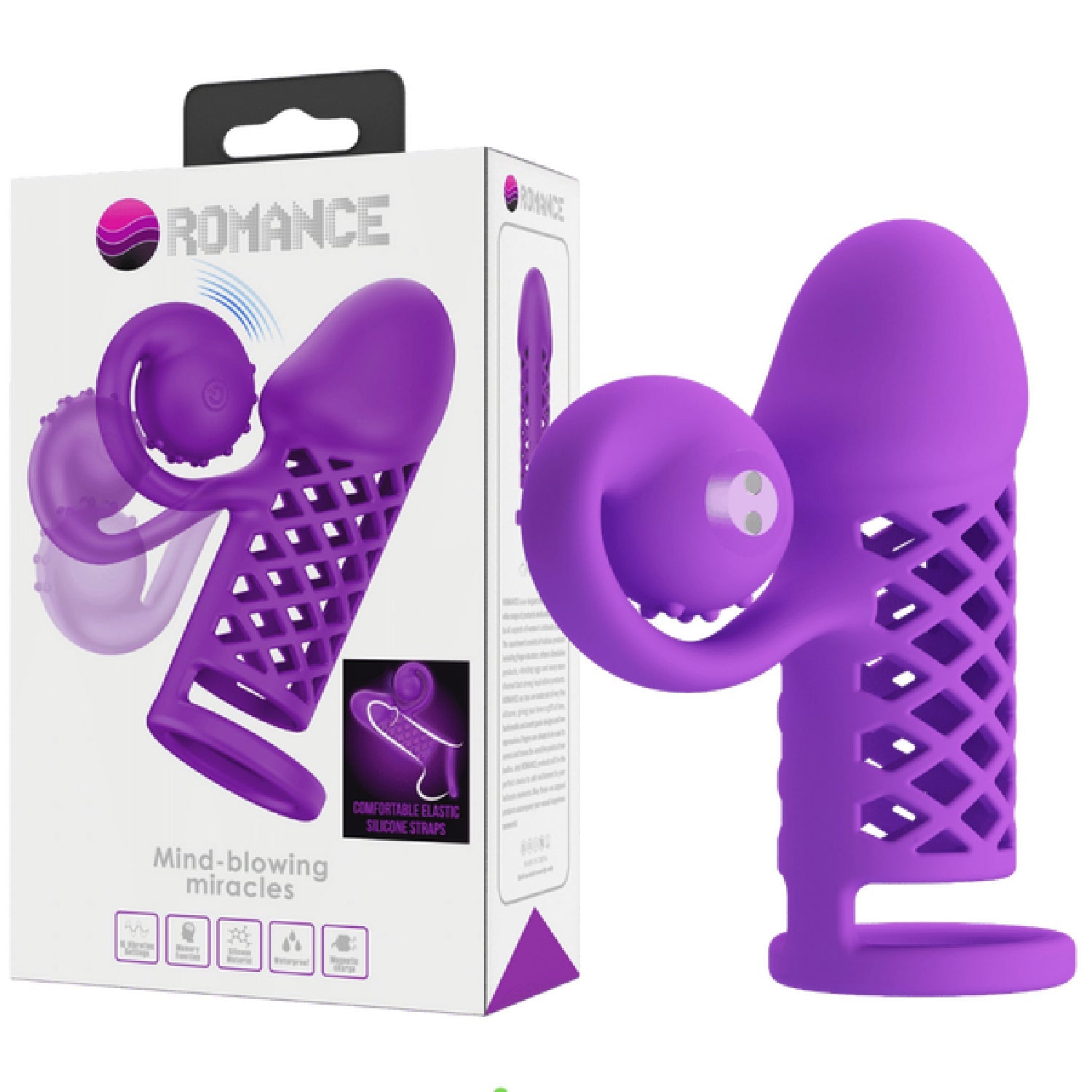 Harden Mind Blowing Miracles – Silicone Penis Sleeve with Vibrations and Ball Strap Secondary image