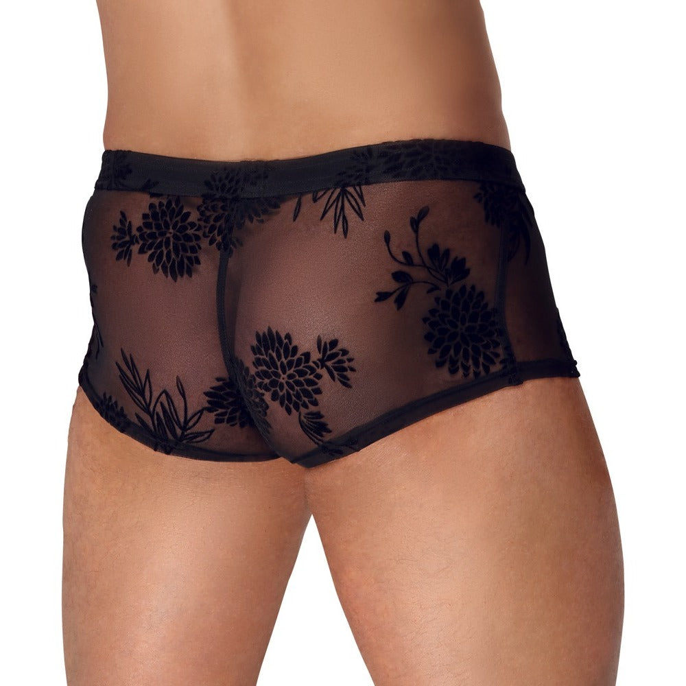 Noir Sheer Floral Lace Pants – Transparent Stretch Lingerie Pants Secondary image