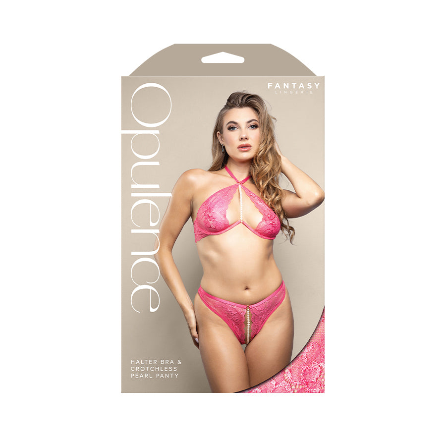 Opulence Halter Bra and Crotchless Pearl Panty Set – Lingerie M/L > Clothes > Lingerie Sets