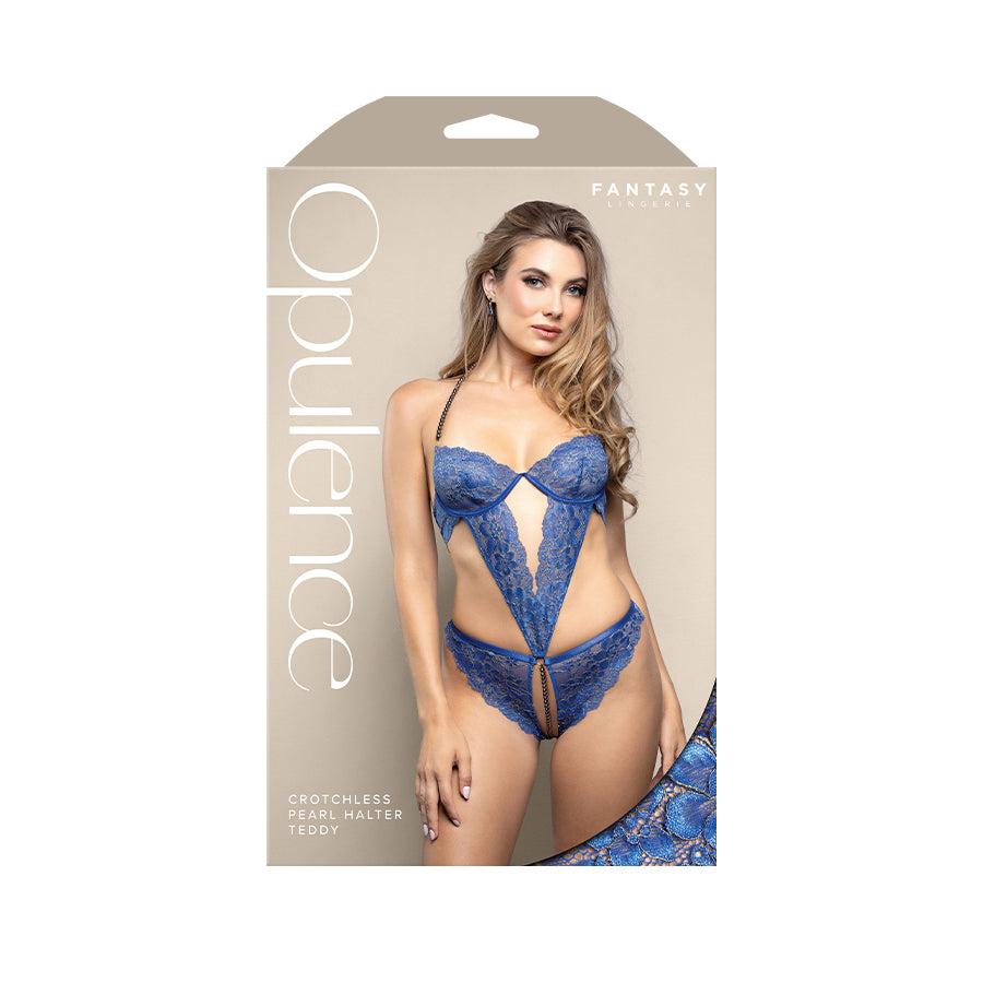 Opulence Crotchless Pearl Halter Teddy – Lace Lingerie S/M Size > Clothes > Teddies