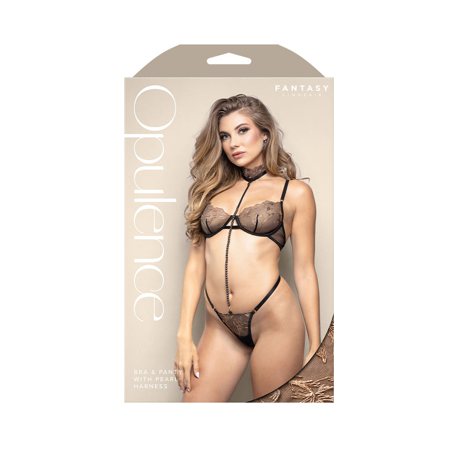 Opulence Bra and Panty Set with Pearl Harness – S/M Lingerie > Clothes > Lingerie Sets