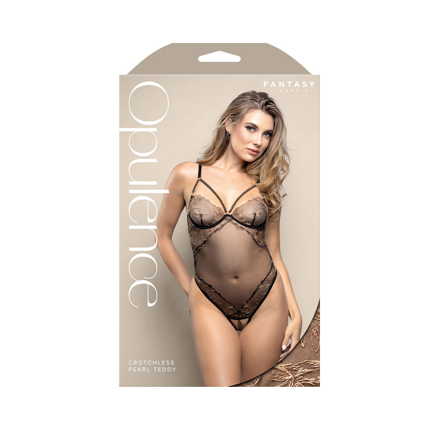 Opulence Crotchless Pearl Teddy – Mesh Lingerie M/L Size > Clothes > Teddies