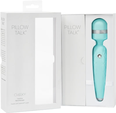 Pillow Talk Cheeky Teal Luxurious Self-Care Wand 8 Inches Green Electric Massager
