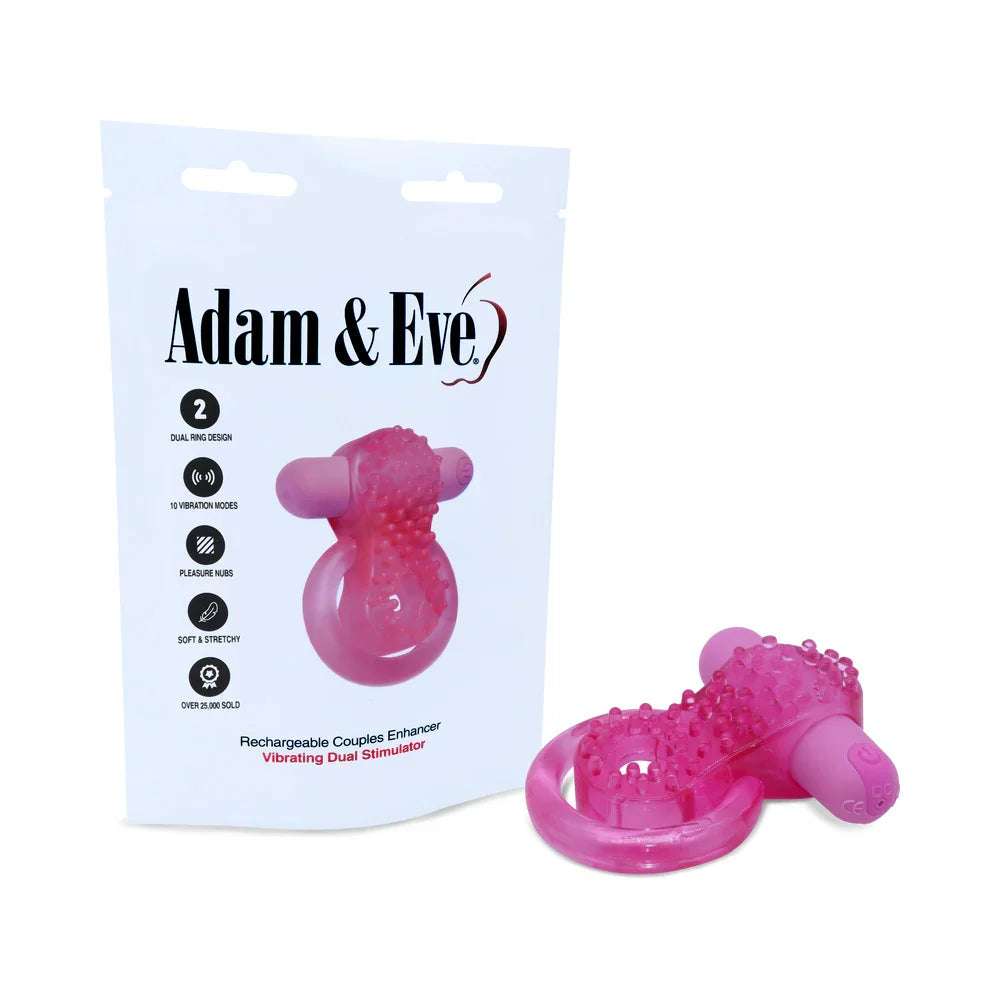 Adam & Eve Rechargeable Couples Enhancer – Rechargeable Cock And Balls Ring Pink > Cock Ring > Vibrating