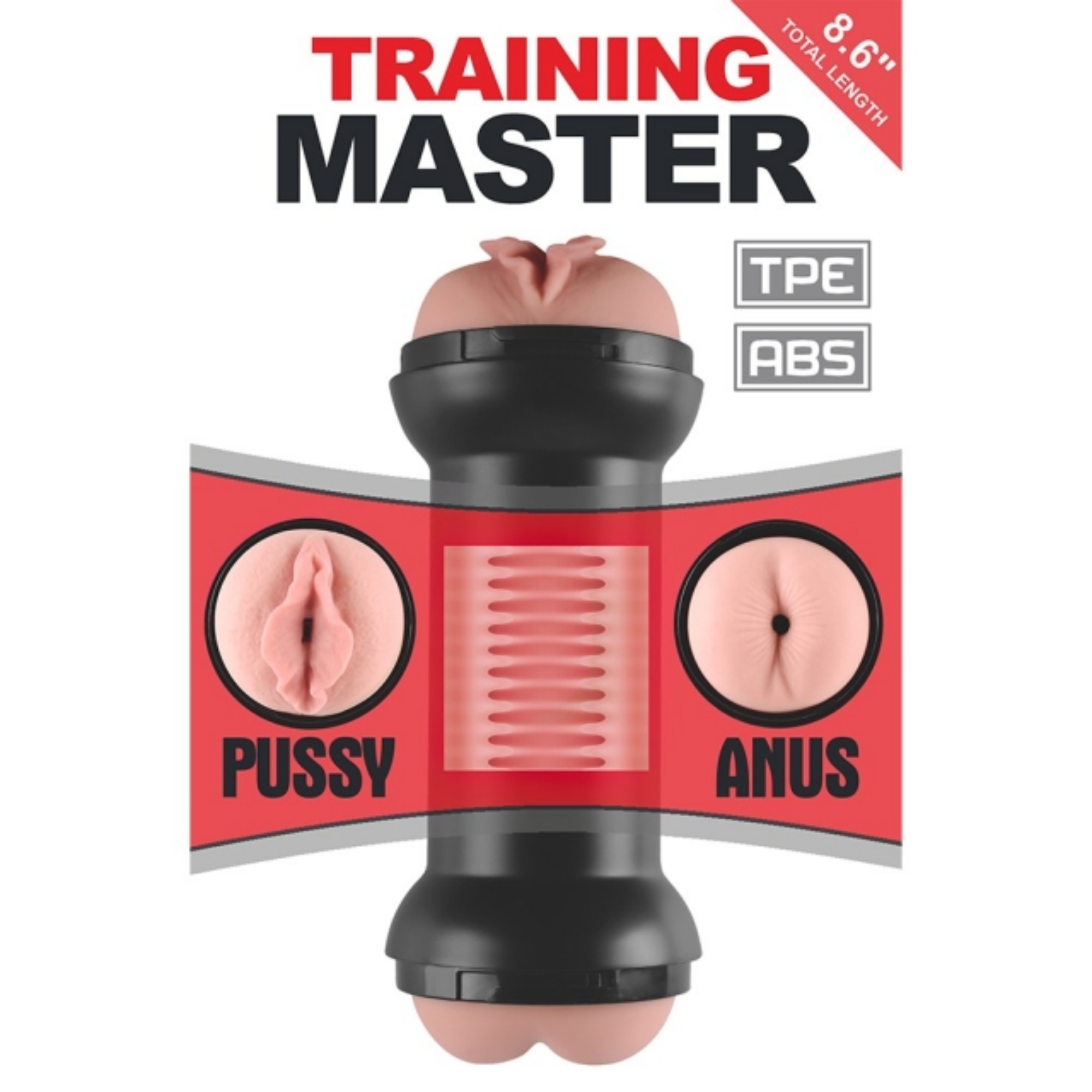 Training Master Double-Sided Stroker – Realistic TPE Pussy and Ass Masturbator > Sex Toys For Men > Masturbators > Manual