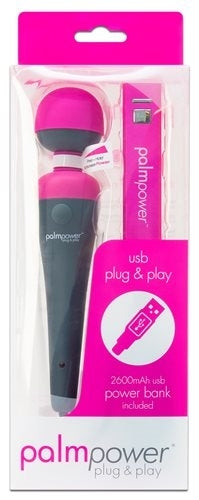 PalmPower Massage Wand Plug and Play with Power Bank Pink Electric Massager