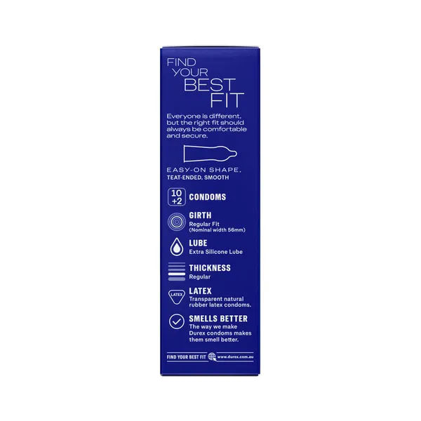 Durex Originals Regular Fit Condoms 10 Pack + 2 Free Latex Condoms CONDOMS