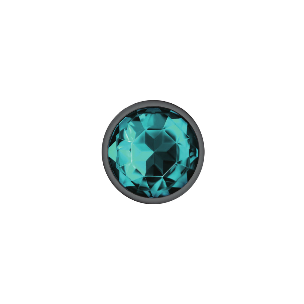 Cheeky Charms Gunmetal Round Butt Plug with Teal Jewel Medium > Anal Range > Jewel Butt Plugs