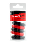 Jacker 5-Stack Five-Pack Tube Super-Strong Cockrings Red Black > Cock Ring > Sets