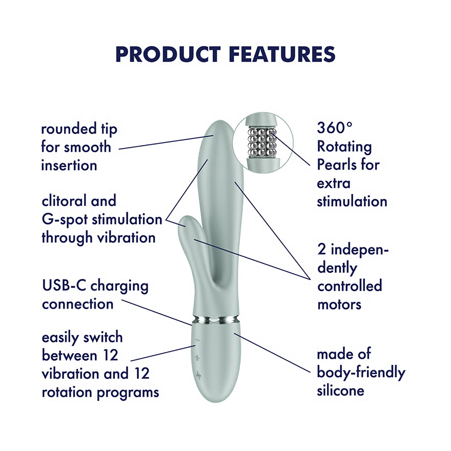 Satisfyer Pearl Bunny 2 (Grey Green) – Dual G-Spot Vibrator with Rotating Pearls > Sex Toys For Ladies > G-Spot Vibrators