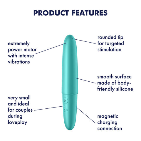Satisfyer Ultra Power Bullet 6 Turquoise USB Rechargeable Bullet Vibrator BULLETS
