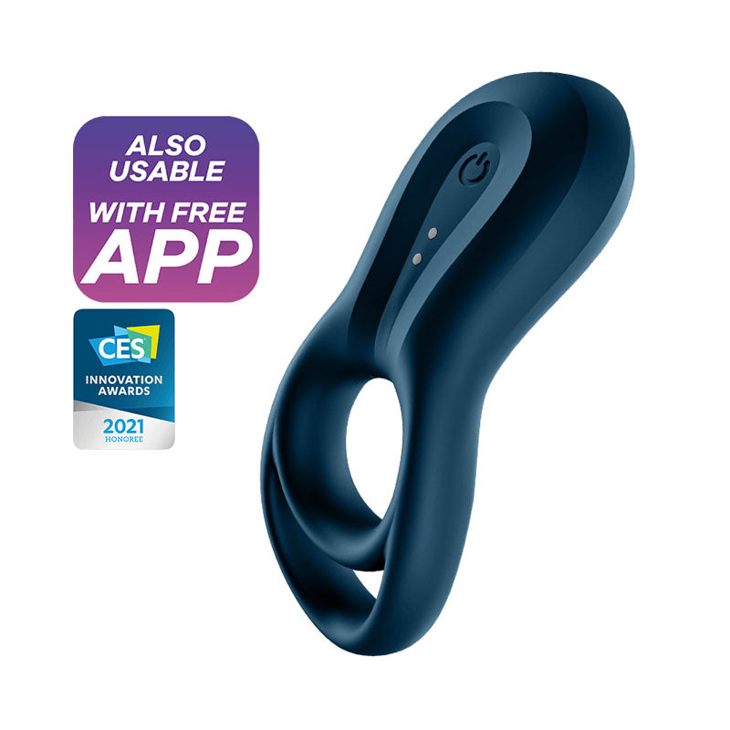 Satisfyer Epic Duo Bluetooth App-Controlled Rechargeable Vibrating Cock Ring Blue > Sex Toys > Remote Control Toys