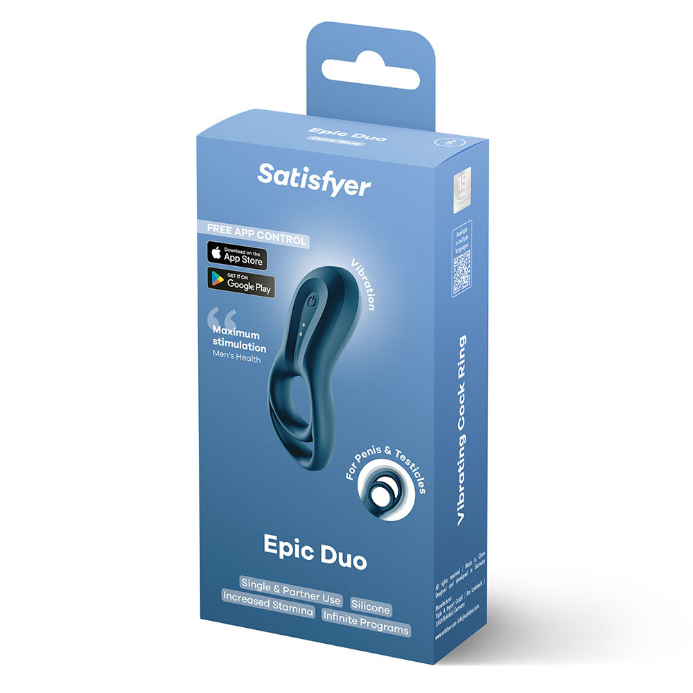 Satisfyer Epic Duo Bluetooth App-Controlled Rechargeable Vibrating Cock Ring > Sex Toys > Remote Control Toys