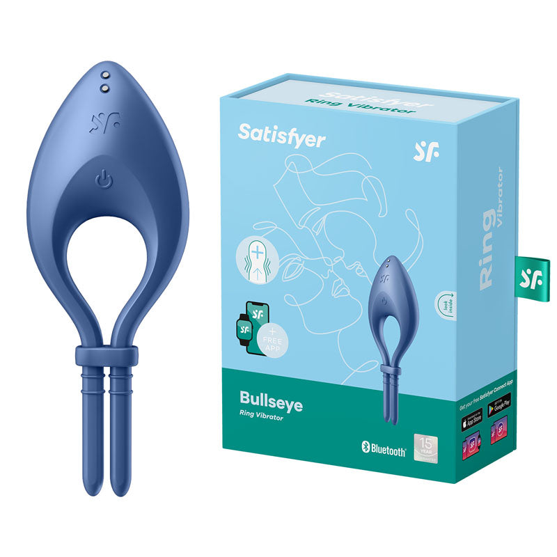 Satisfyer Bullseye Adjustable Silicone Vibrating Lasso Cock Ring Blue > Cock Ring > Vibrating Main image