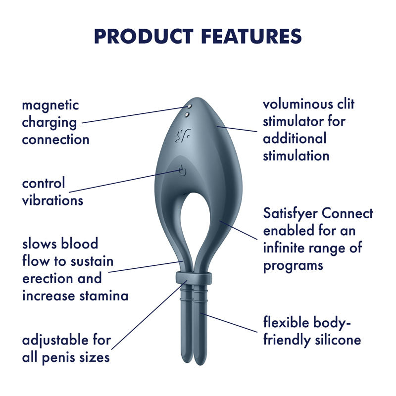 Satisfyer Bullseye Adjustable Dark Blue Penis Ring Vibrator with Bluetooth and App Control > Sex Toys > Remote Control Toys