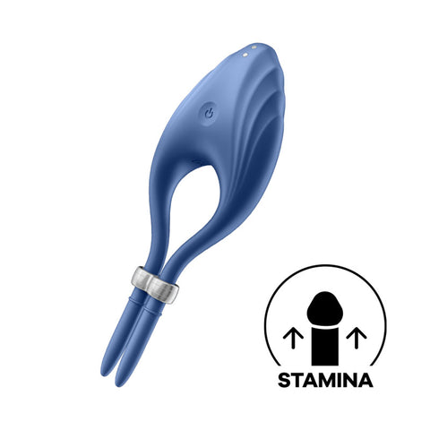 Satisfyer Duelist Vibrating Adjustable Lasso Cock Ring Blue Cock Rings Vibrating