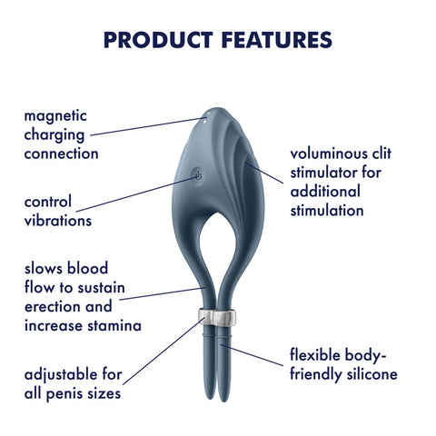 Satisfyer Duelist Dark Vibrating Adjustable Lasso Cock Ring Cock Rings Vibrating