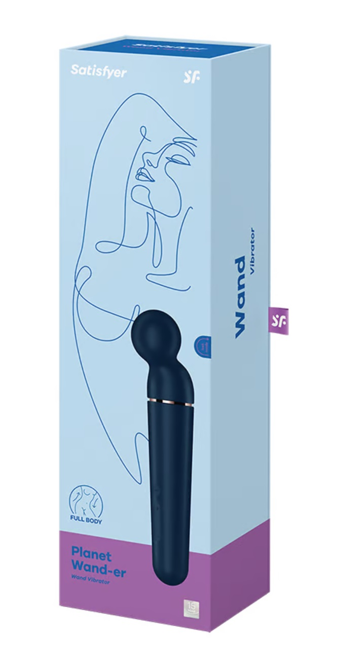 Satisfyer Planet Wand-er - Blue 10 Vibration Programs Blue Electric Massager