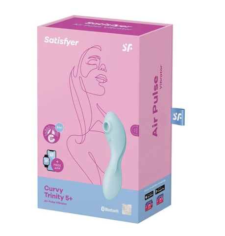 Satisfyer Curvy Trinity 5 - USB Rechargeable Air Pulse Vibrator Blue Blue STIMULATORS