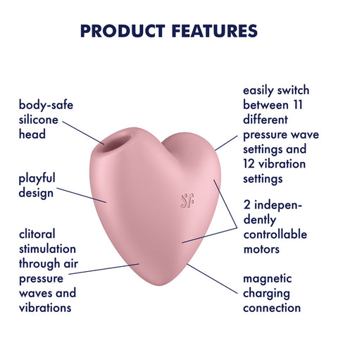 Satisfyer Cutie Heart Vibrator Pink Light Red Air Pulsation Stimulator STIMULATORS