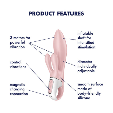 Satisfyer Air Pump Bunny 3 - USB Rechargeable Rabbit Vibrator 8 Inch VIBRATORS-RABBIT